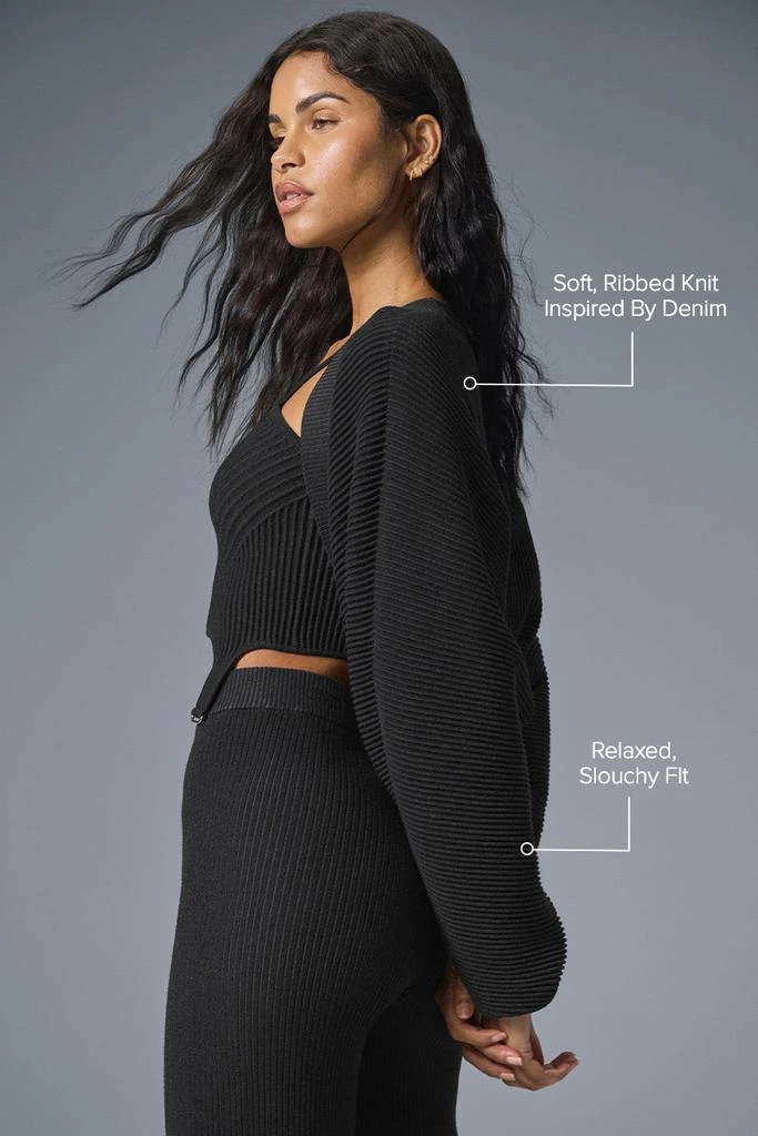 Alo Denim Knit Shawl - Black/Anthracite 2