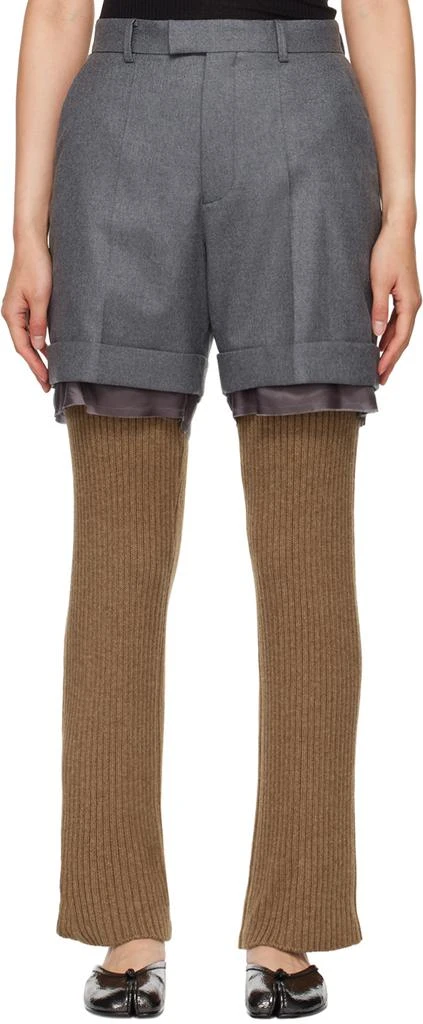 UNDERCOVER Gray Layered Trousers 1