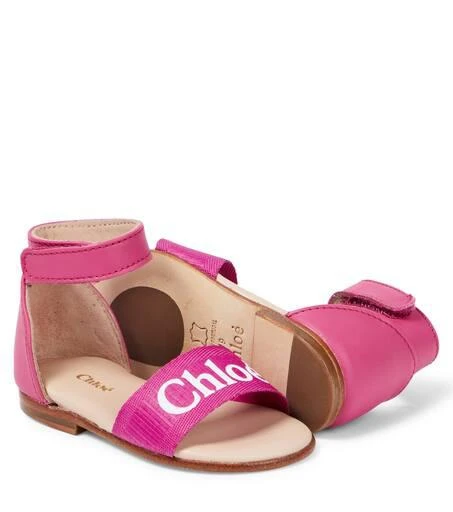 Chloé Baby logo leather and canvas sandals 5