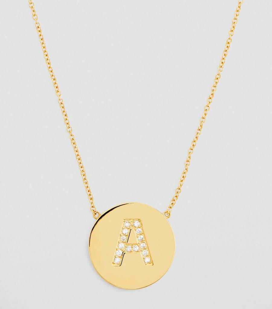 Jennifer Meyer Yellow Gold and Diamond A Initial Necklace 2