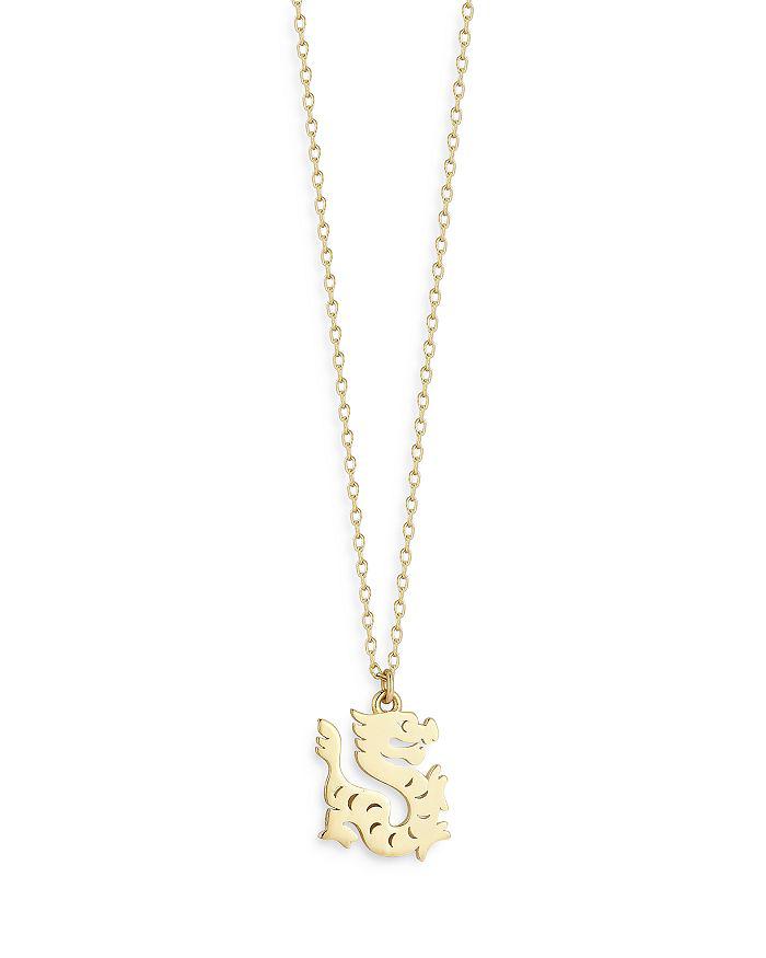 Moon & Meadow 14K Yellow Gold Dragon Pendant Necklace, 16"