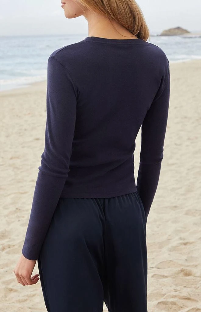 John Galt Navy Ainsley Long Sleeve Crop Top 3