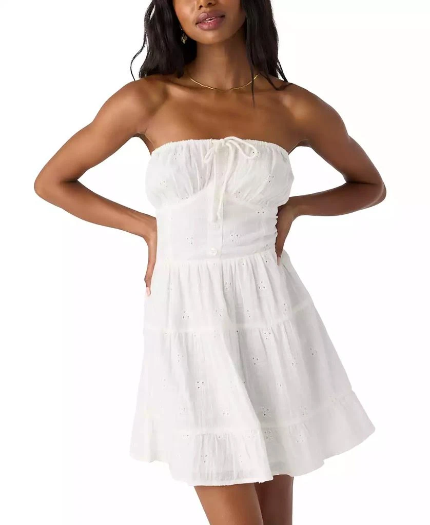 white christmas dresses Cotton Blend Strapless Flowy Mini Dress – Freckled Poppy