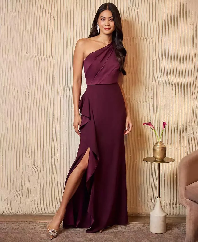 Adrianna Papell Petite One-Shoulder Satin Gown 3