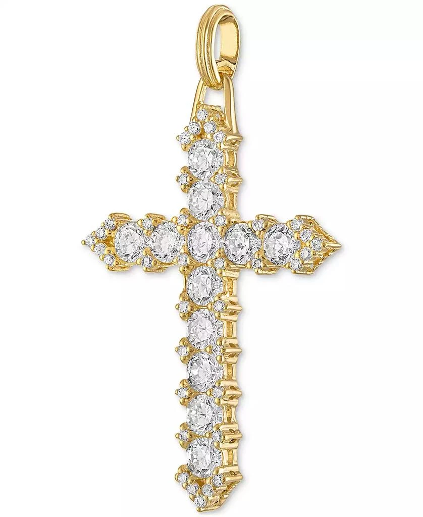 Esquire Men's Jewelry Cubic Zirconia Cross Pendant in 14k Gold-Plated Sterling Silver, Created for Macy's 2