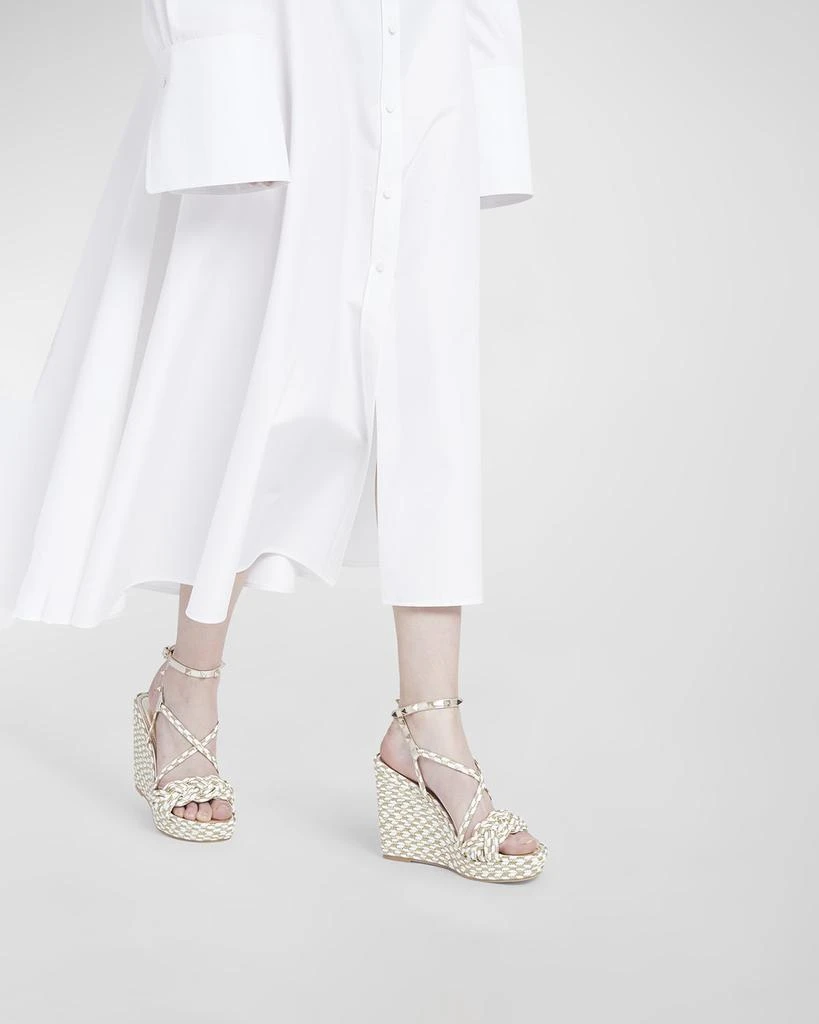 Valentino Rockstud Bicolor Metallic Wedge Espadrilles 2