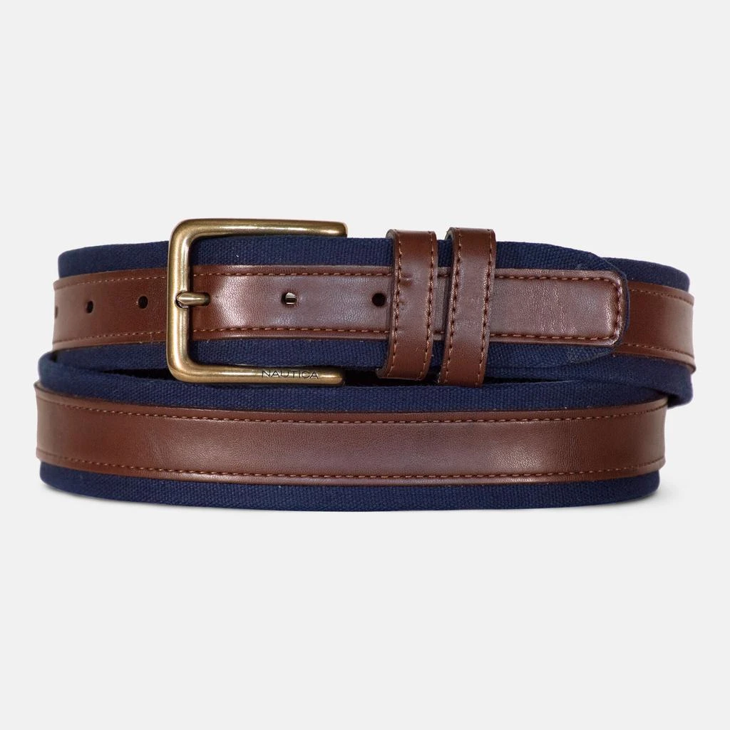 Nautica Mens Faux-Leather-Trimmed Belt 1