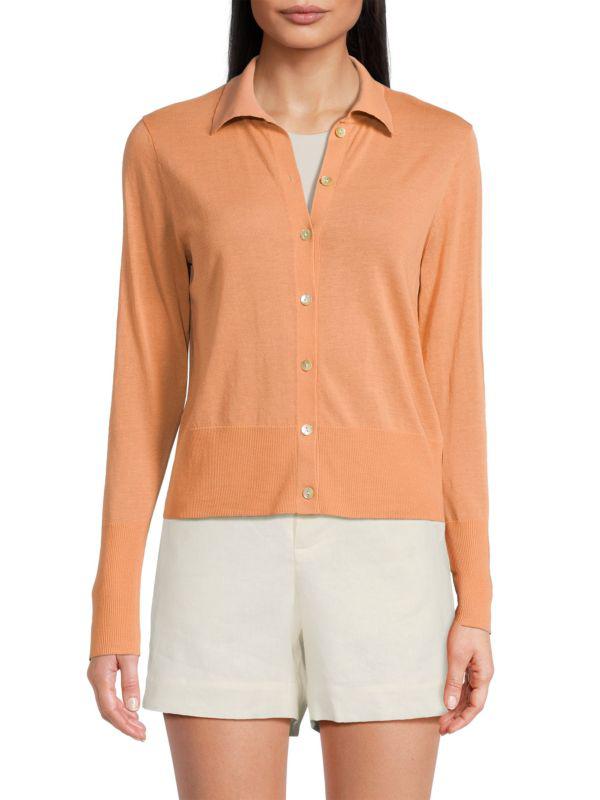 Vince Collared Button Long-Sleeve Top
