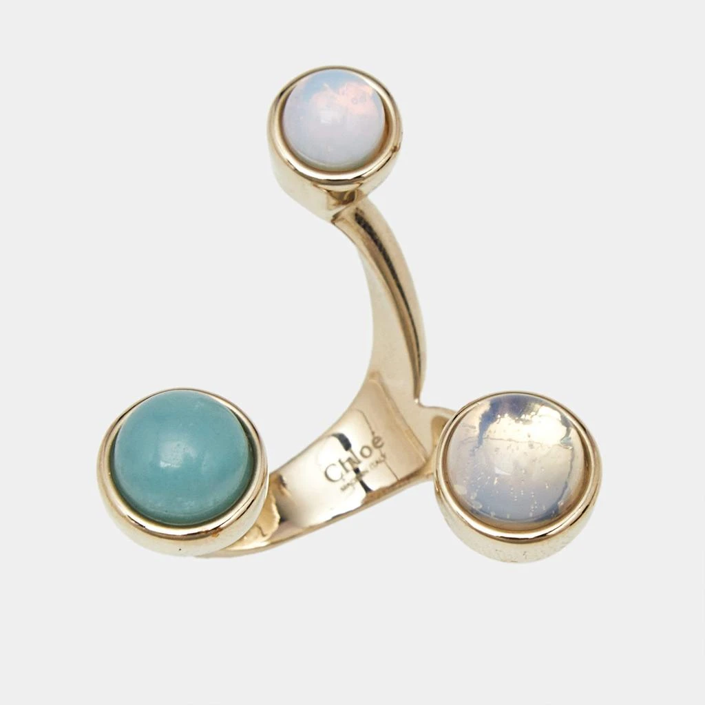 Chloé Chloé Zodiac Moonstone Amazonite Gold Tone Ring Size 55 4