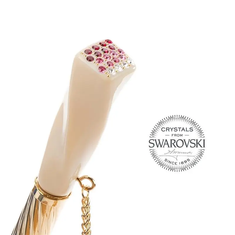 PASOTTI Pasotti - Ivory and Pink Flowered Umbrella with Swarovski® Crystals 2