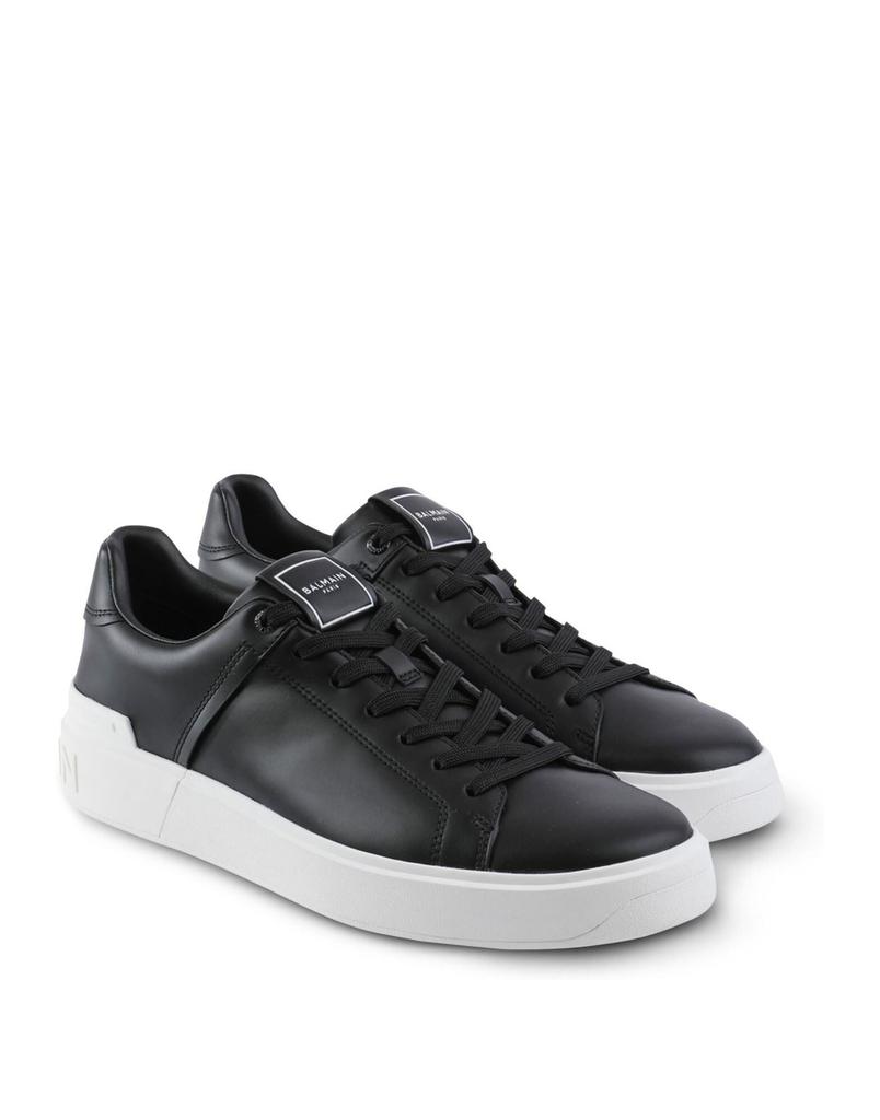 スニーカー BALMAIN Swan Sneakers - Balmain - Leather - Black/White Balmain Men's Swan Calfskin and Suede Mid-Top Sneakers