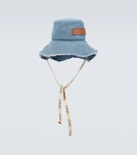 Loewe Logo distressed denim bucket hat 1