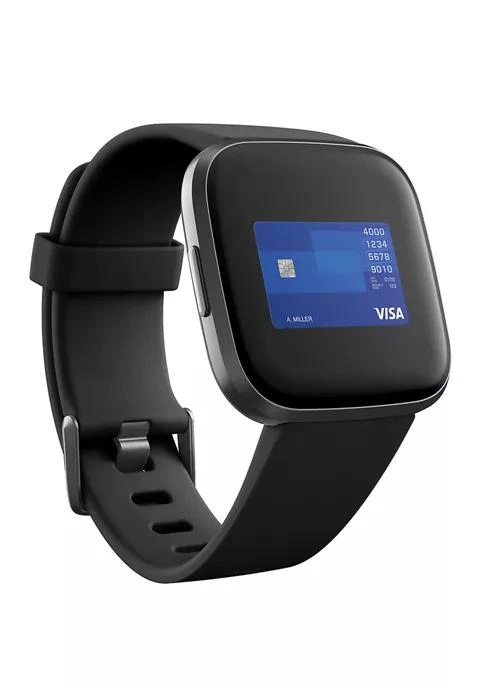 Fitbit® Versa 2 Black Elastomer Strap Touchscreen Smartwatch 3