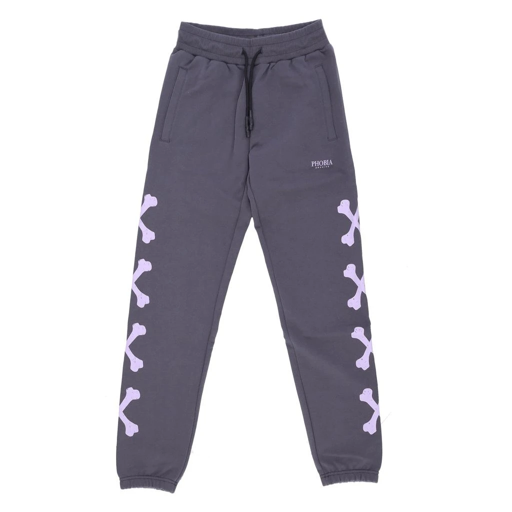 PHOBIA Men's Lightweight Tracksuit Pants Cross Bones Pants Grey/lilac 1