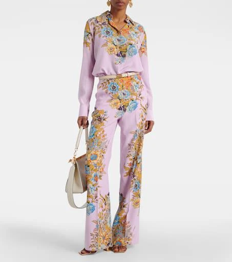 ETRO Floral high-rise silk wide-leg pants 2