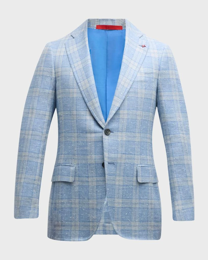 Isaia Men's Plaid Linen-Blend Sport Coat 1