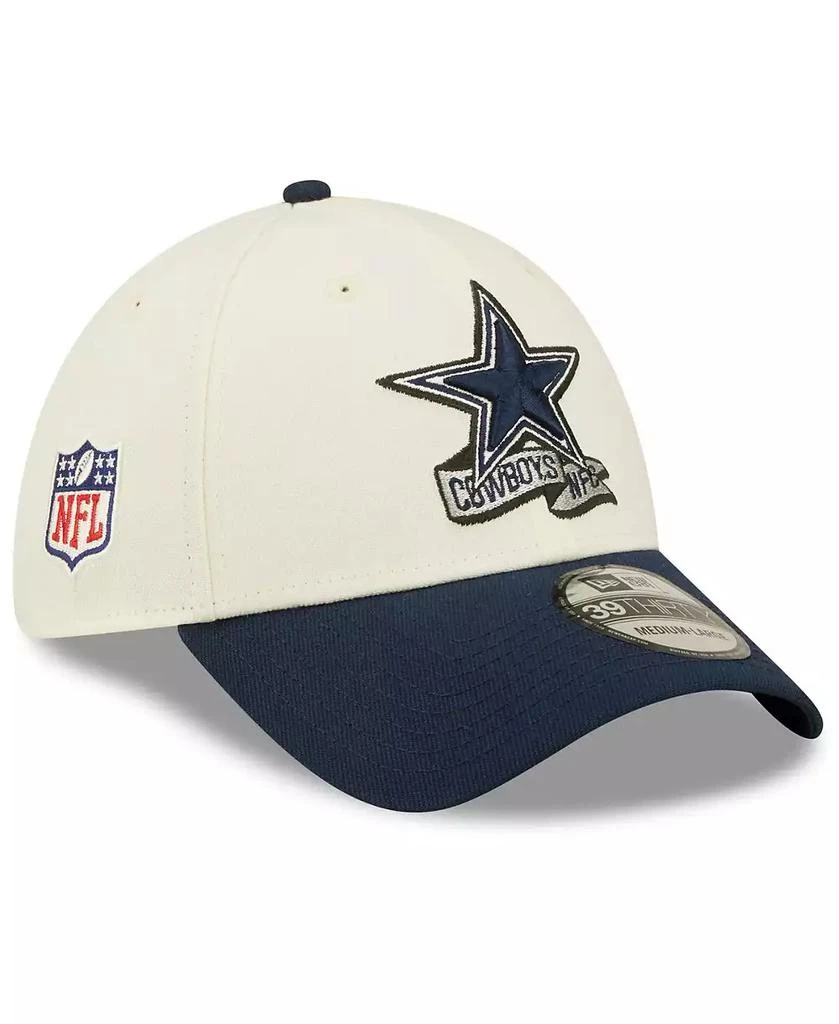 New Era Men's Cream, Navy Dallas Cowboys 2022 Sideline 39THIRTY 2-Tone Flex Hat 1