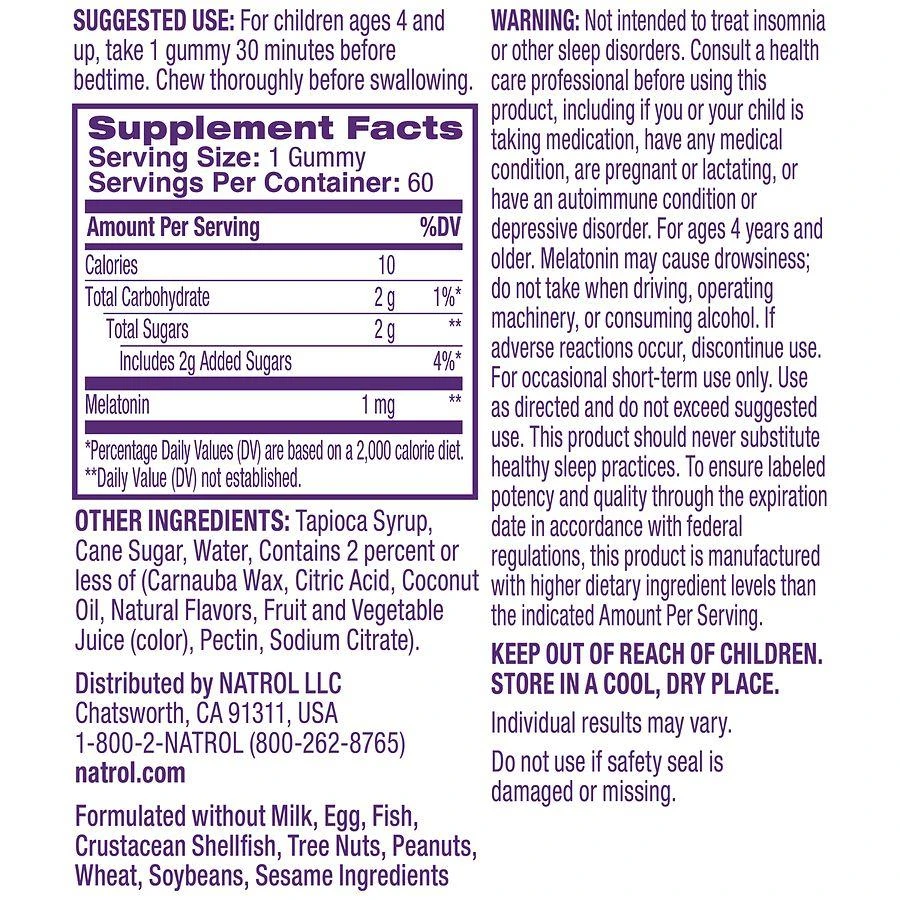 Natrol Melatonin Gummies 1mg, 60 Day Supply Raspberry 7