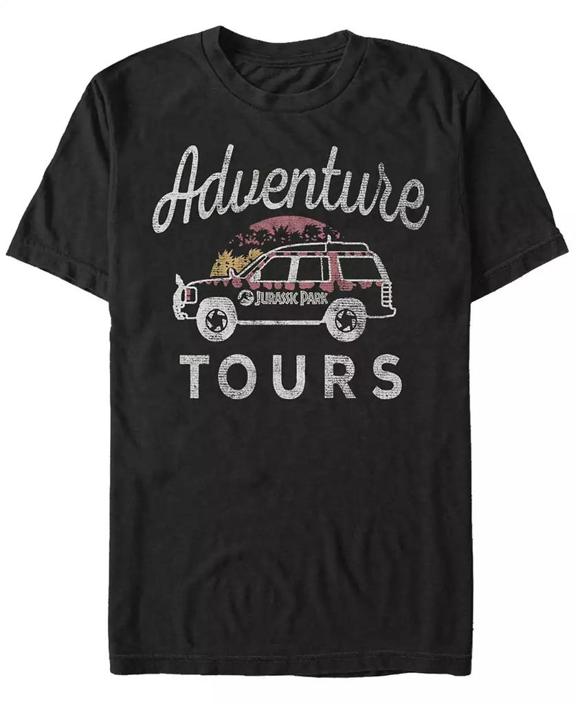 Jurassic Park Jurassic Park Men's Distressed Vintage-Like Adventure Tours Short Sleeve T-Shirt
