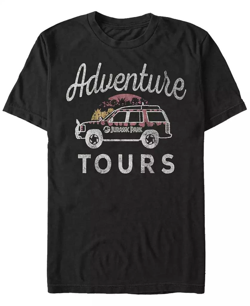 Jurassic Park Jurassic Park Men's Distressed Vintage-Like Adventure Tours Short Sleeve T-Shirt 1