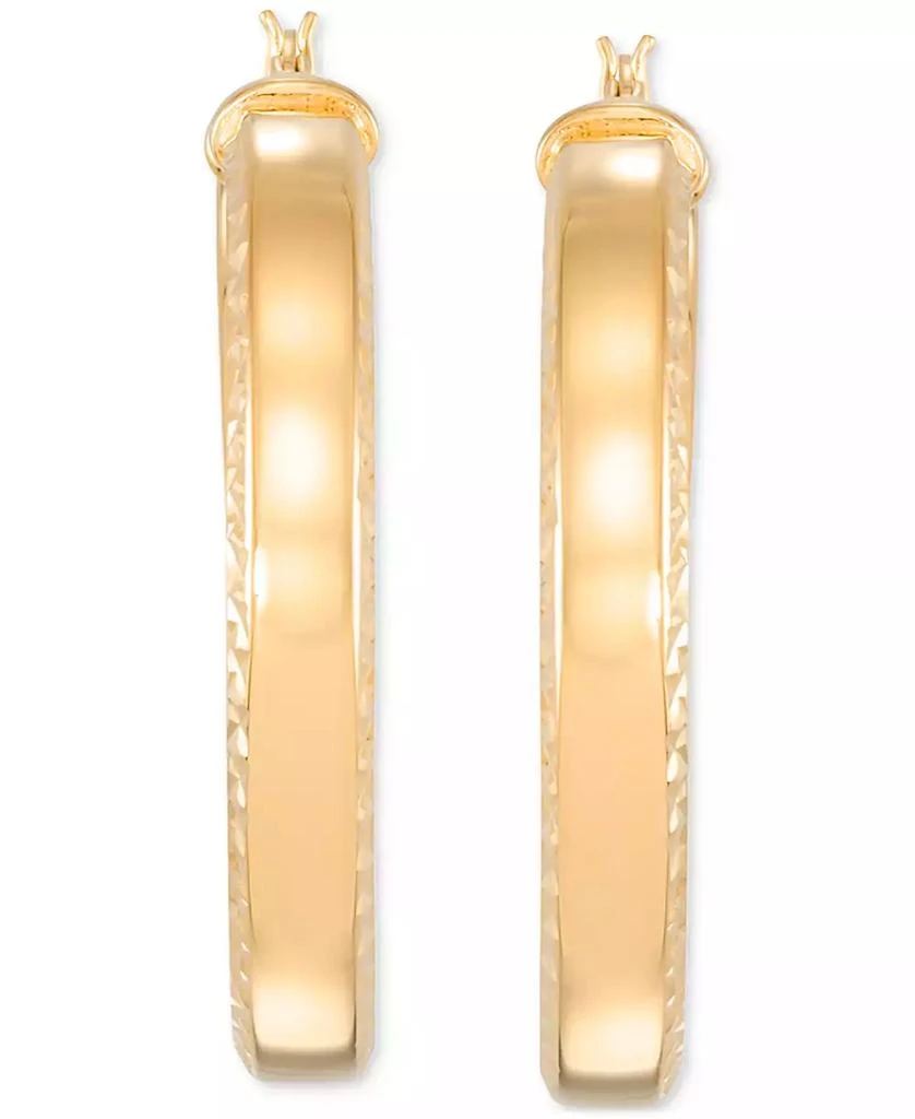 Simone I. Smith Polished Textured Hoop Earrings in 18k Yellow Gold Over Sterling Silver (45mm) 3