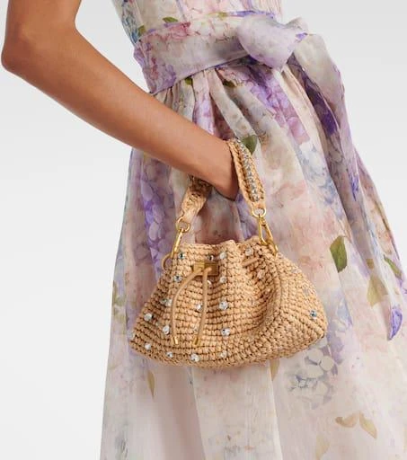 Jimmy Choo Cinch Small embellished raffia tote bag 7
