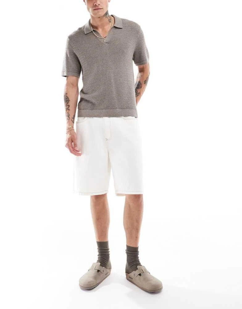Abercrombie & Fitch Abercrombie & Fitch textured knitted polo in brown 3