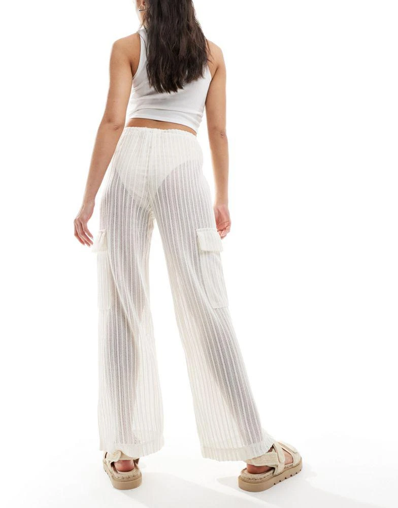 Y.A.S. Y.A.S crochet wide leg cargo pants in cream 4