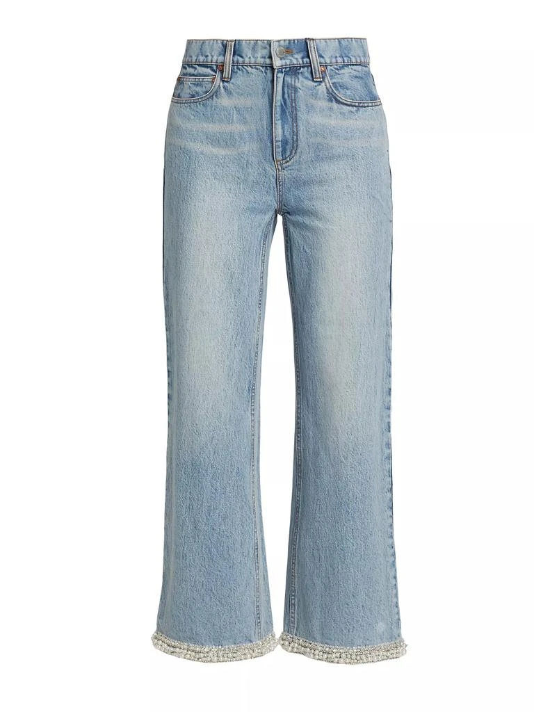 Alice + Olivia Ora Embellished High-Rise Wide-Leg Jeans 1