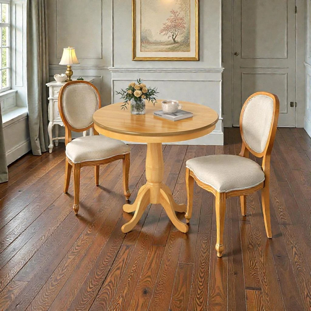 Hivvago 32" Round Wooden Pub-Style Pedestal Table