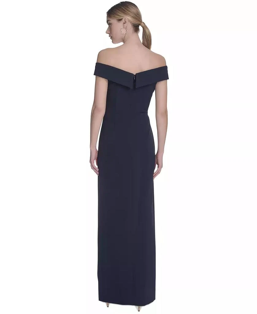 Eliza J Petite Off-The-Shoulder Side-Drape Crepe Gown 5
