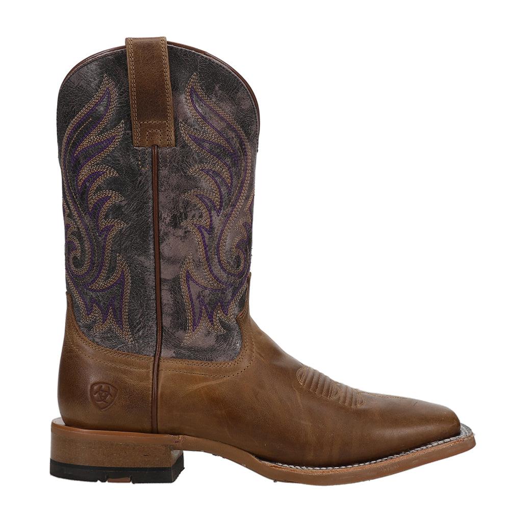 Ariat Cattle Call Embroidered Square Toe Pull On Cowboy Boots