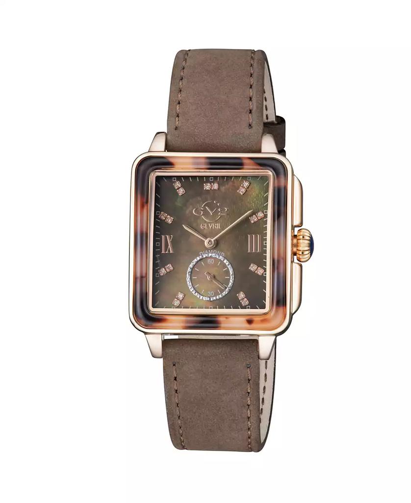 Gevril GV2 Women's Bari Tortoise Brown Leather Swiss Quartz Strap Watch 34 mm