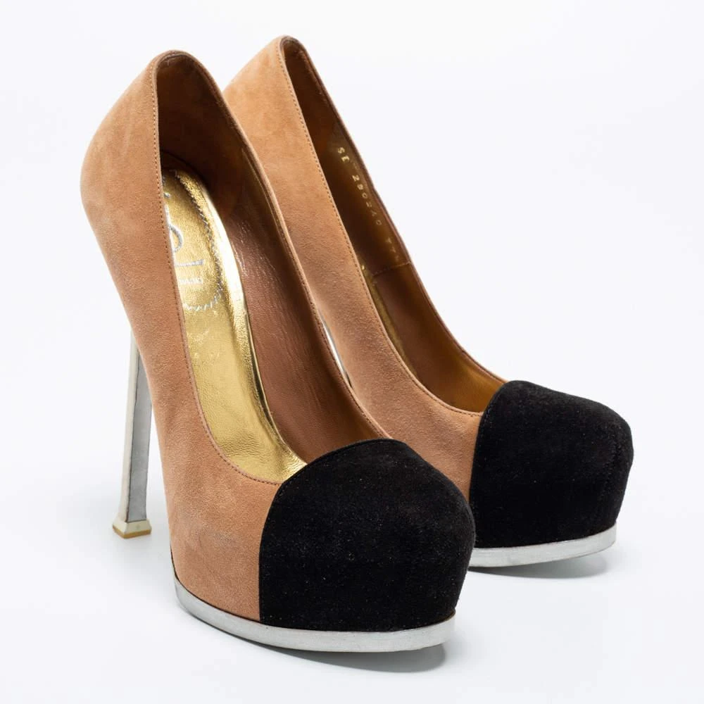 Saint Laurent Paris Saint Laurent Paris Tow Tone Suede Tribtoo Platform Pumps Size 37.5 4