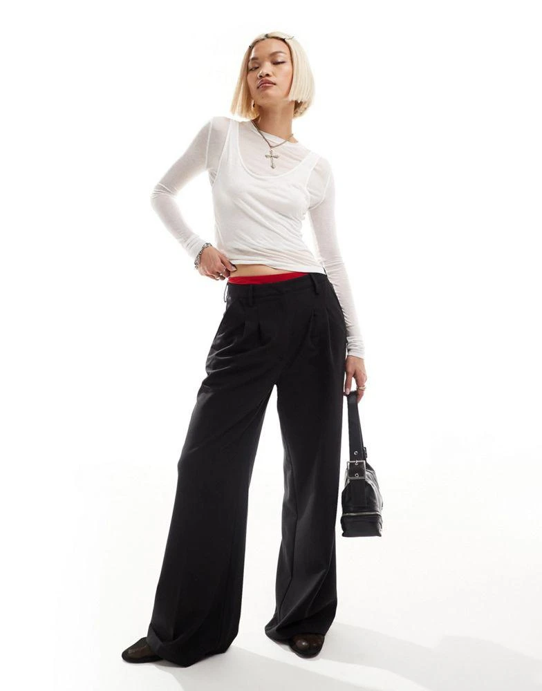 COLLUSION COLLUSION relaxed wide leg tailored trousers in black 1