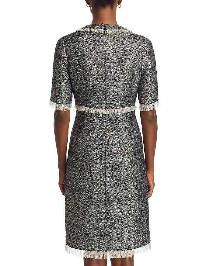 Teri Jon Metallic Tweed Fringe Trim Dress 4