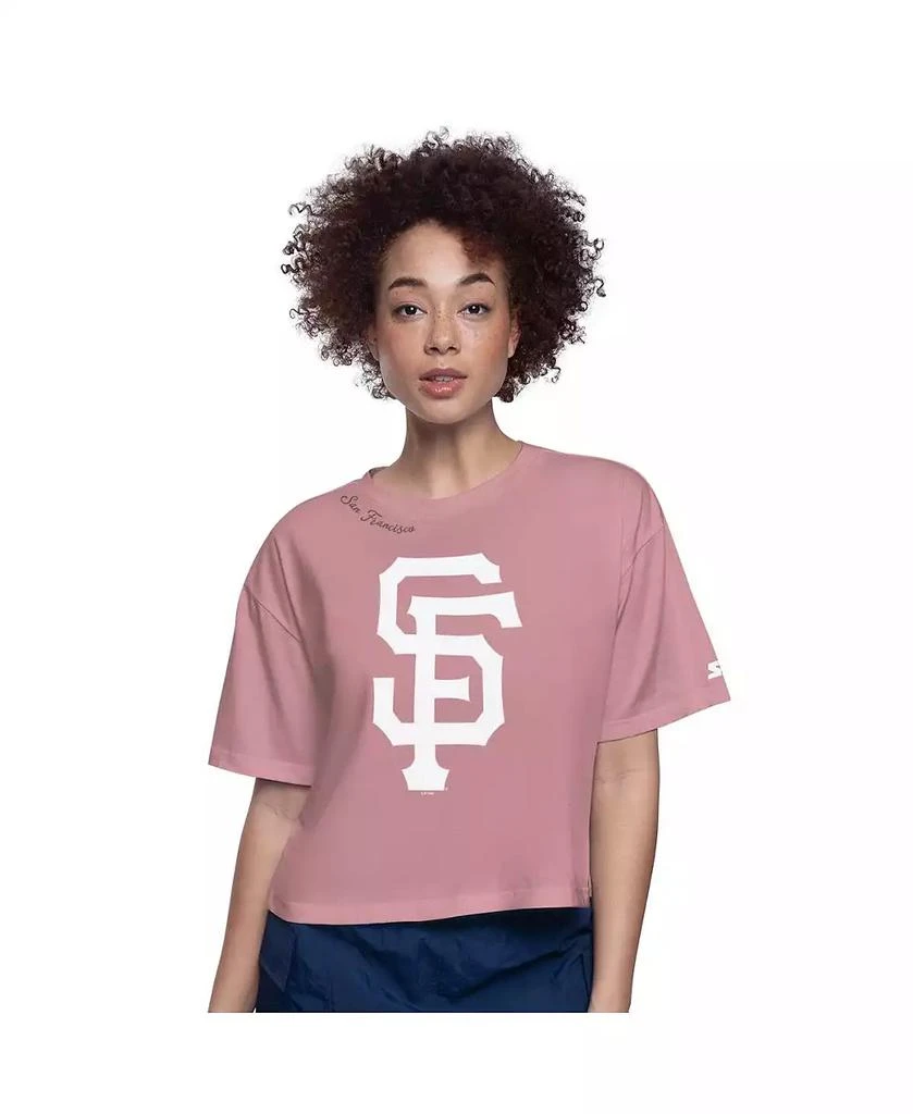 Starter Women's Pink San Francisco Giants Play the Ball Boxy Cropped T-Shirt 1