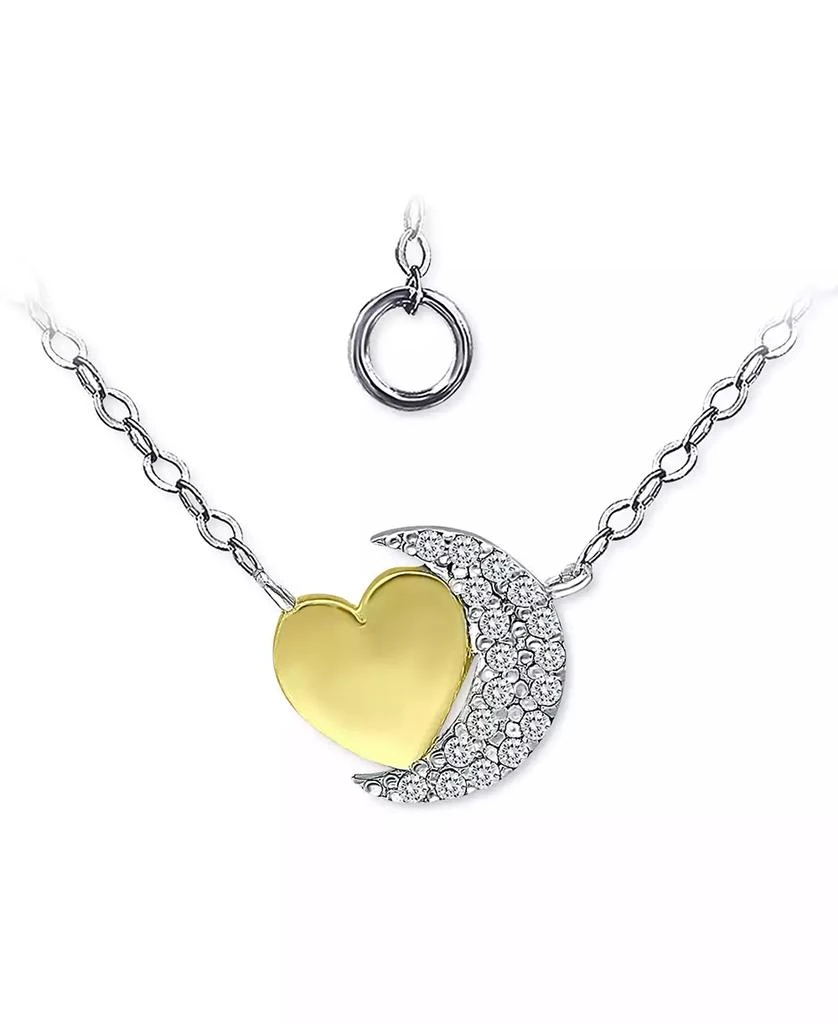 Giani Bernini Cubic Zirconia Crescent Moon & Heart 16" Pendant Necklace in Sterling Silver & 18k Gold-Plate, Created for Macy's (Also in Sterling Silver) 1