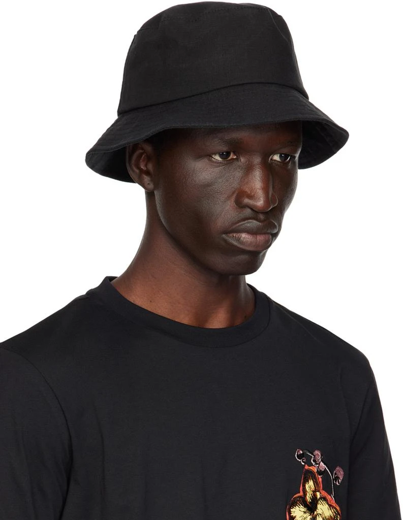 Paul Smith Black Linen Signature Stripe Trim Bucket Hat 2