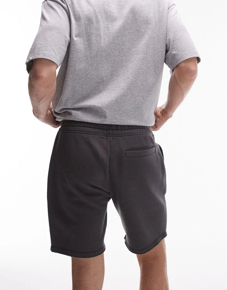 Topman Topman classic fit jersey short with raw hem in charcoal 3