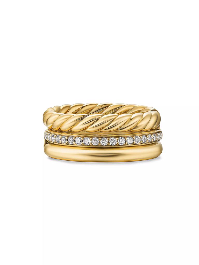 David Yurman DY Mercer Three Row Ring in 18K Yellow Gold