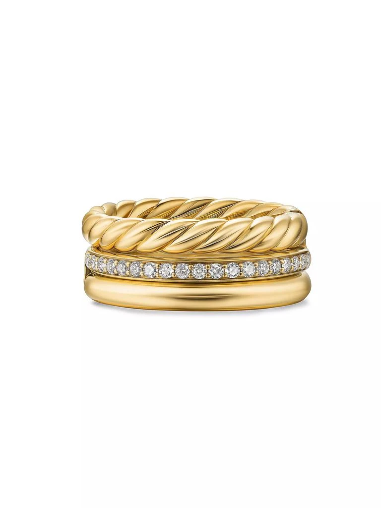 David Yurman DY Mercer Three Row Ring in 18K Yellow Gold 1