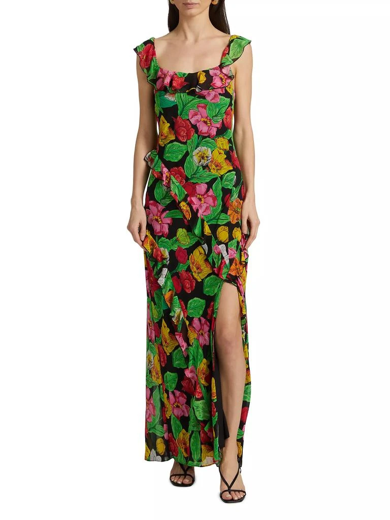 Milly Tulip Rosette Ruffled Floral Sleeveless Maxi Dress 3