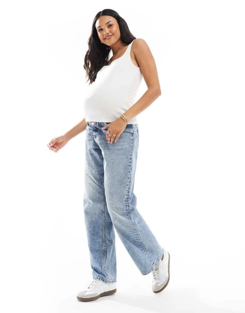 ASOS ASOS DESIGN Maternity  baggy  jeans in mid blue 3