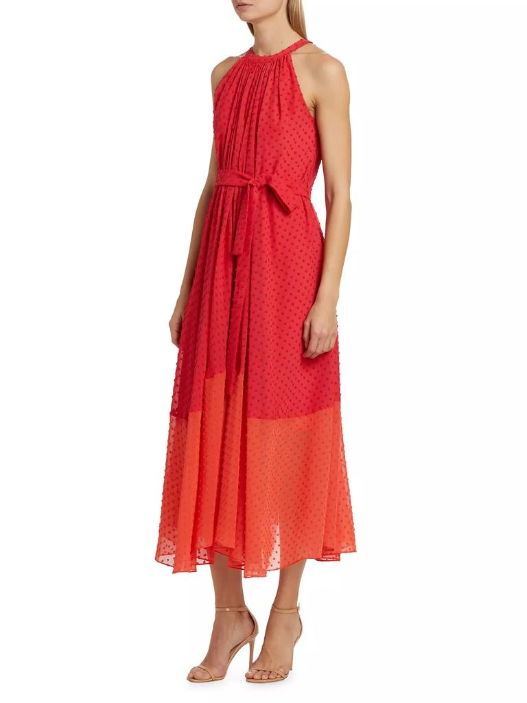 Elie Tahari Jeanne ColorblockedTie-Waist Sleeveless Midi-Dress 4