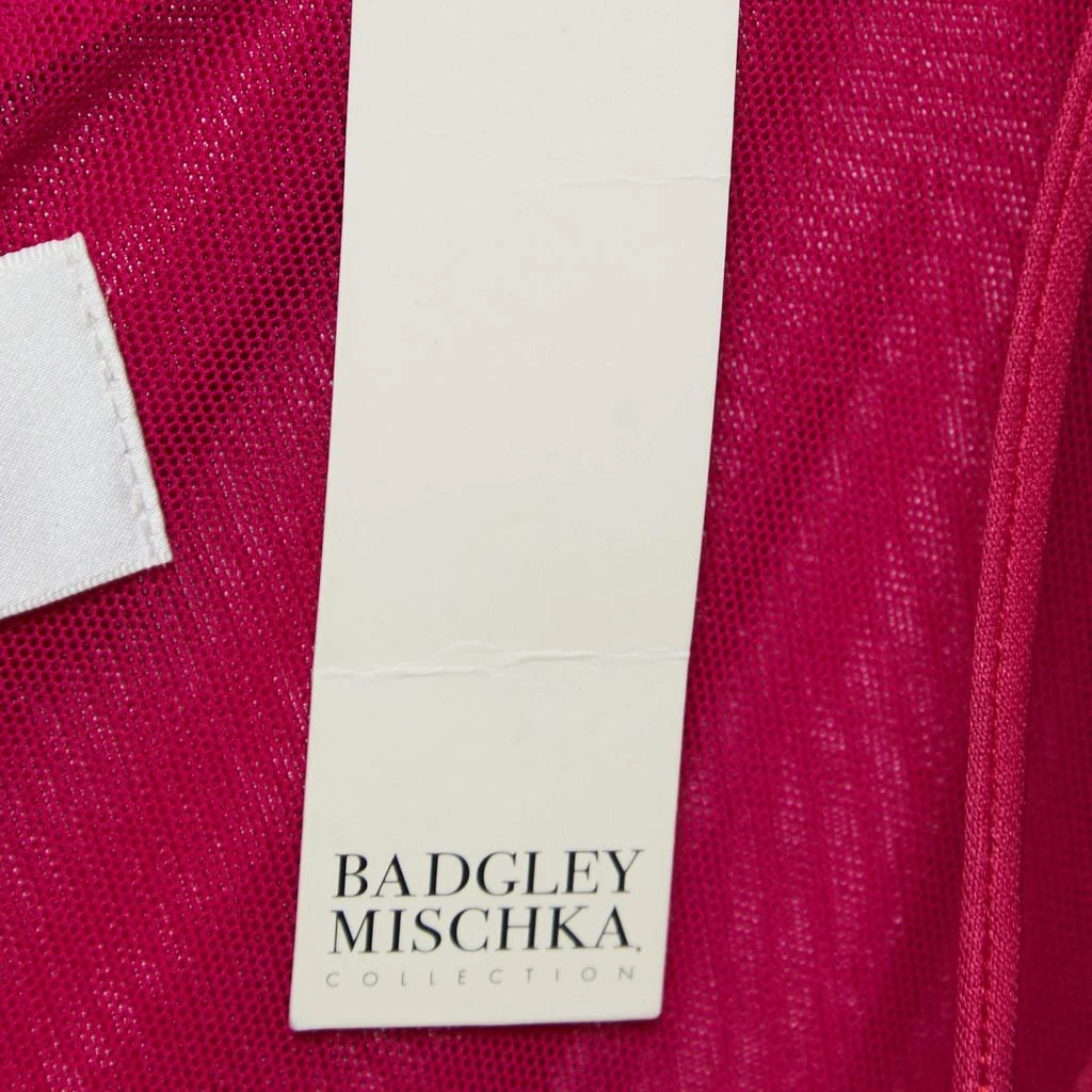 Badgley Mischka Badgley Mischka Pink Stretch Jersey Embellished Halter Gown M 6