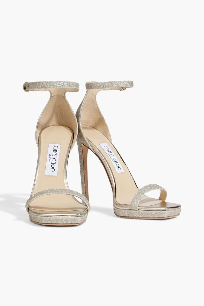 Jimmy Choo Alva 120 glittered metallic leather platform sandals 2