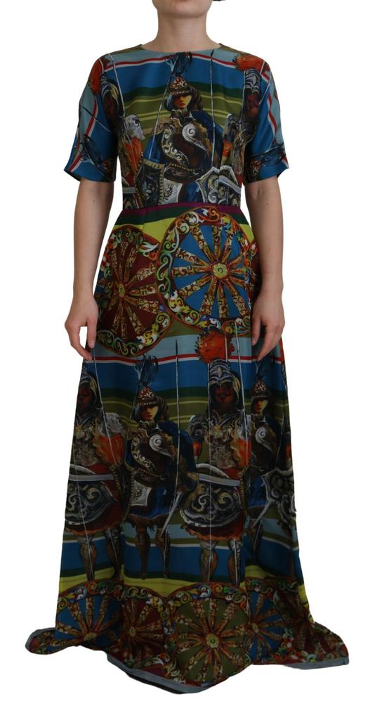 Dolce 
Gabbana Multicolor Sicily Silk A-line Long Gown Dress