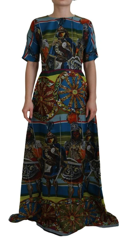 Dolce 
Gabbana Multicolor Sicily Silk A-line Long Gown Dress 1