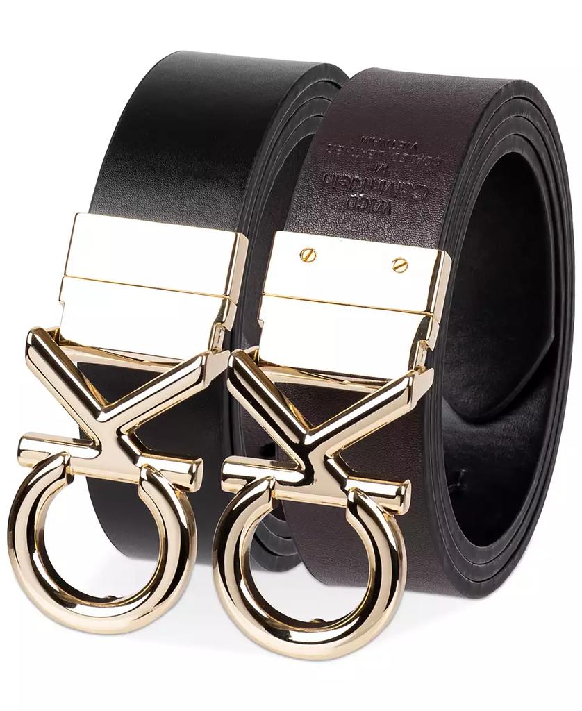 Calvin Klein Women's Reversible Puffed CK Monogram Buckle Belt